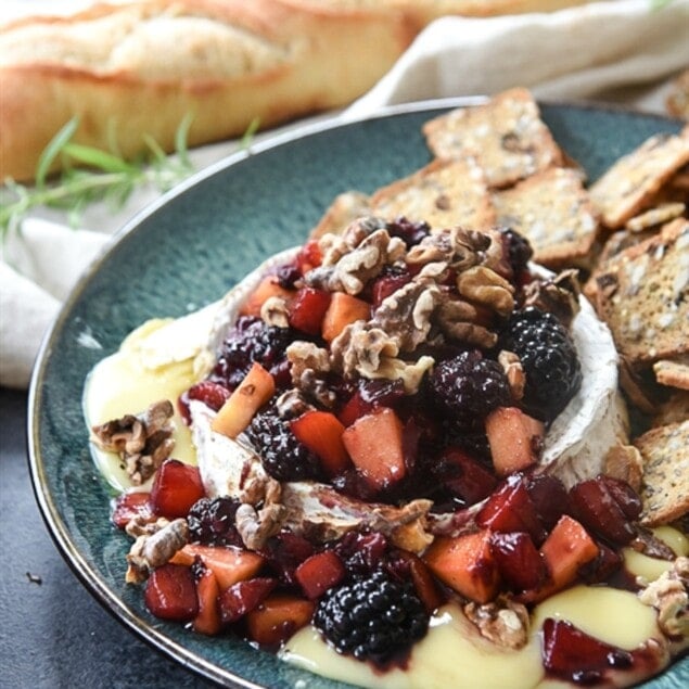 Baked Brie with Fruit and Toasted Walnuts