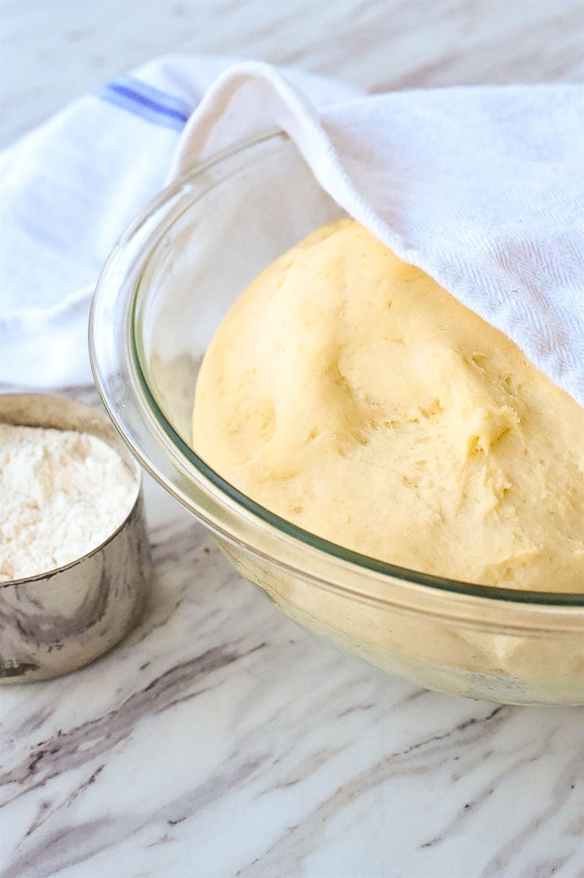 dough rising in bowl
