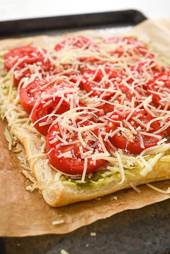easy tomato tart Tomato Tart with cheese on top