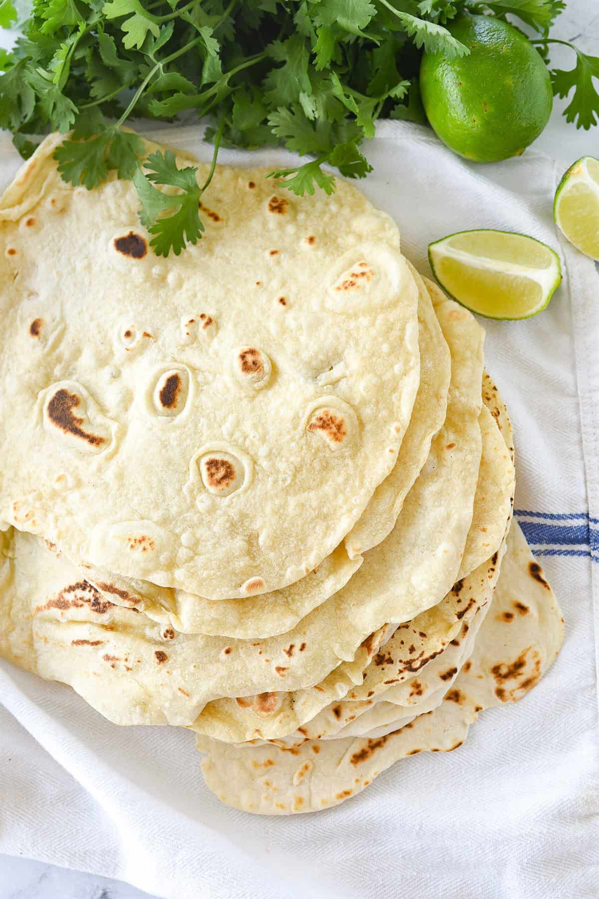 flour tortillas on a towel 