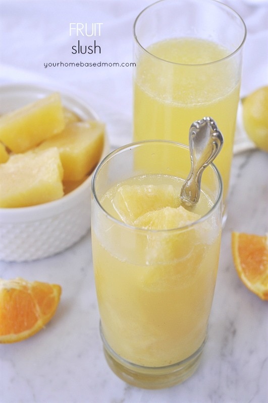 Always have a refreshing, fruity drink on hand with this fruit slush. Store the frozen slush cubes in the freezer and just pull them out and add soda!