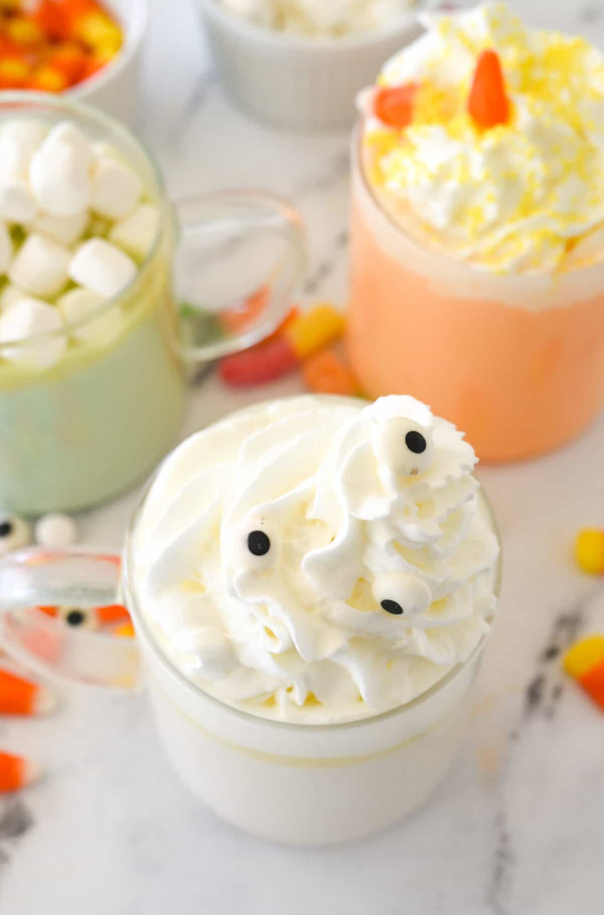 looking down on halloween hot chocolate.
