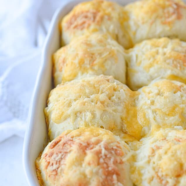 baked cheese herb rolls in pan