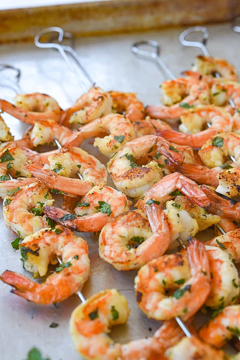 garlic herb shrimp Garlic Herb Shrimp on a baking sheet