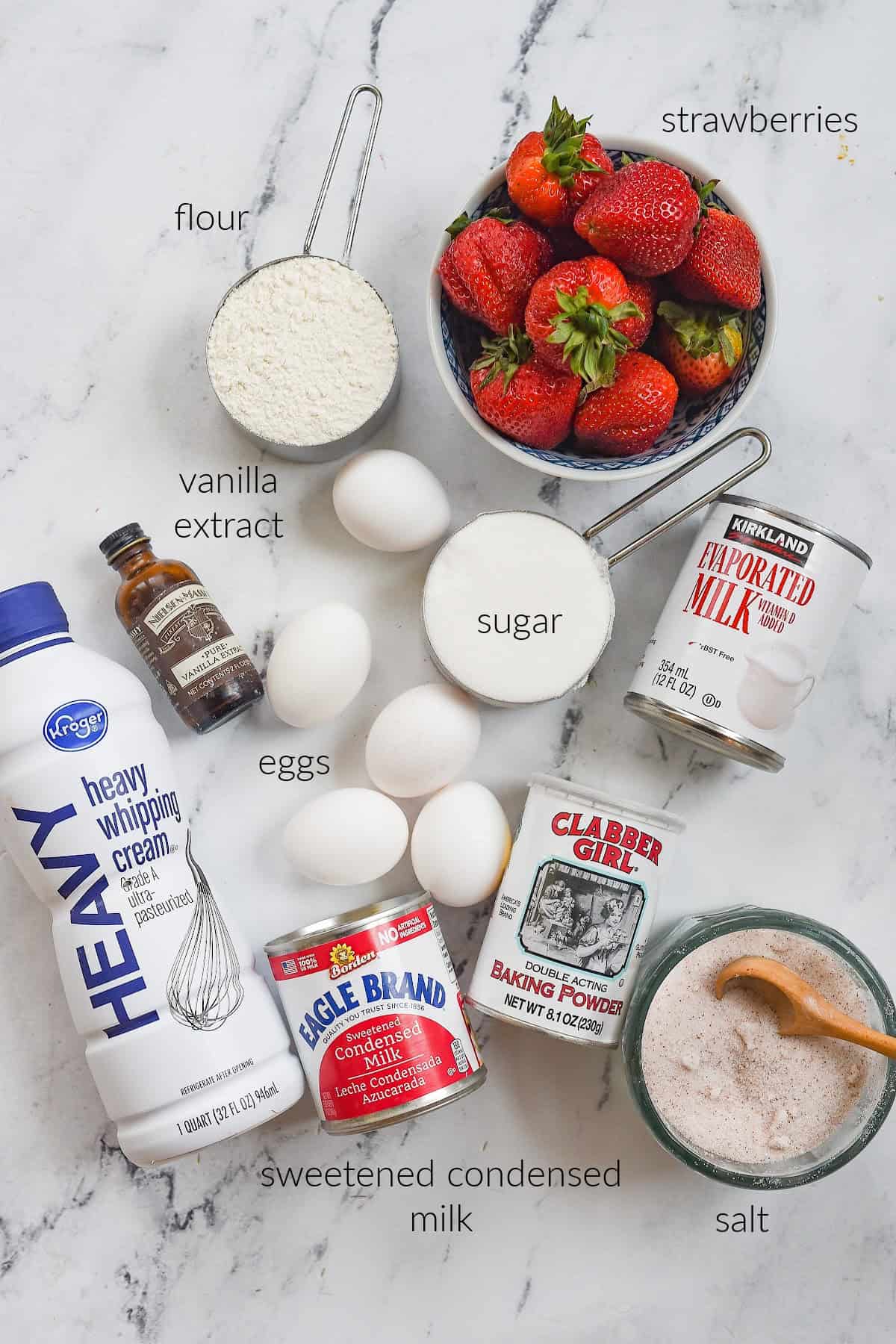 ingredients for tres leches cake