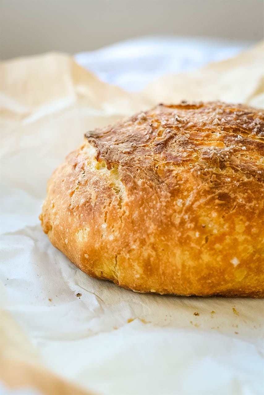 instant pot bread loaf of bread on parchment paper