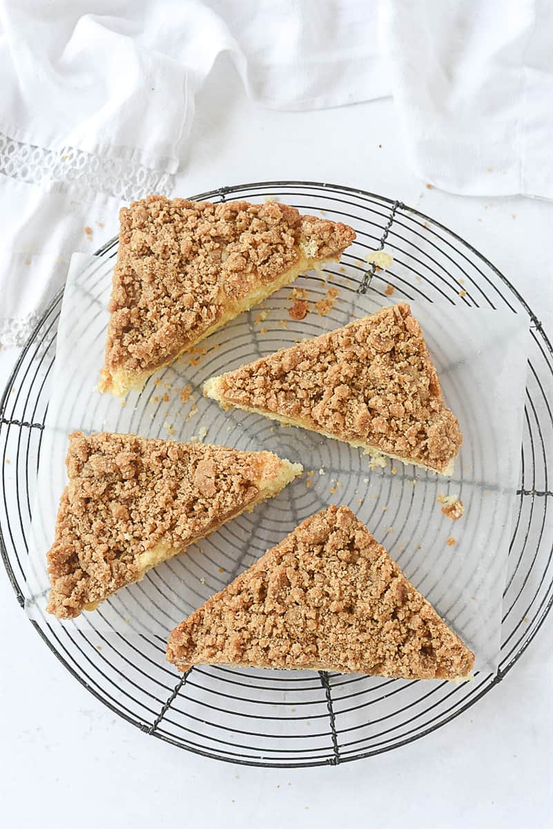 four slices of coffee cake